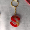 Customized Golden Red Resin S Alphabate Keychain With Name