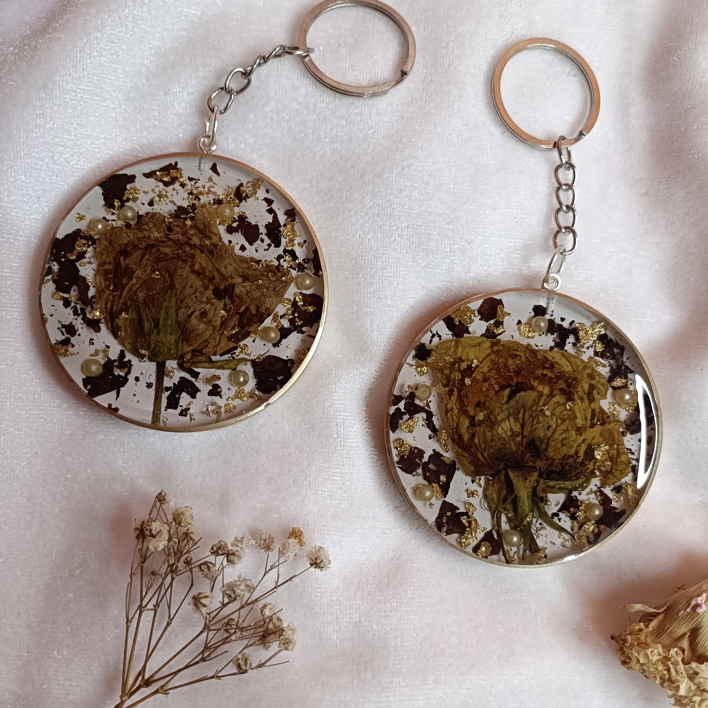 Resin Flower Preservation Keychains For Couple(Round)