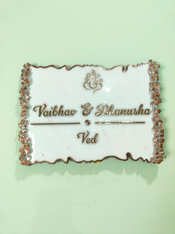 Curvy shape Resin Nameplate | Handmade Nameplate