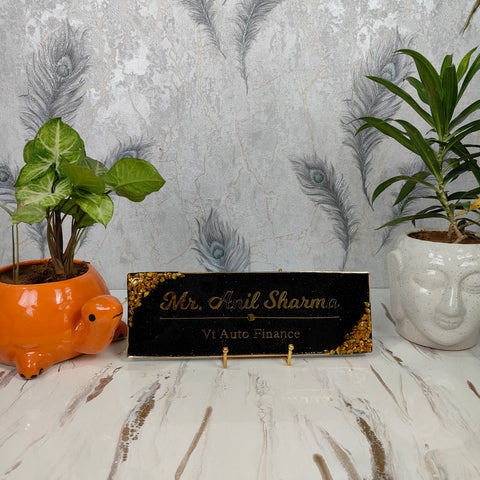 Resin Office Desk Nameplate for Hotel, Receptions (12*4 Inches)