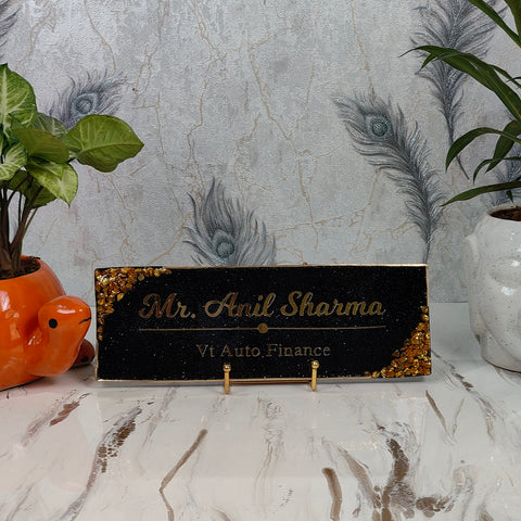 Resin Office Desk Nameplate for Hotel, Receptions (12*4 Inches)