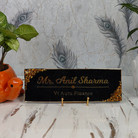 Resin Office Desk Nameplate for Hotel, Receptions (12*4 Inches)