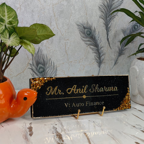 Resin Office Desk Nameplate for Hotel, Receptions (12*4 Inches)