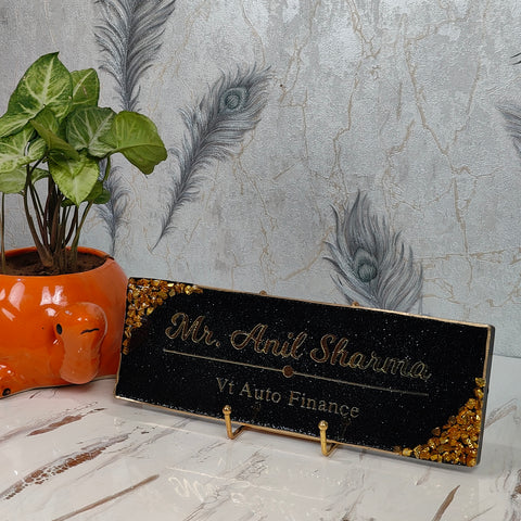 Resin Office Desk Nameplate for Hotel, Receptions (12*4 Inches)