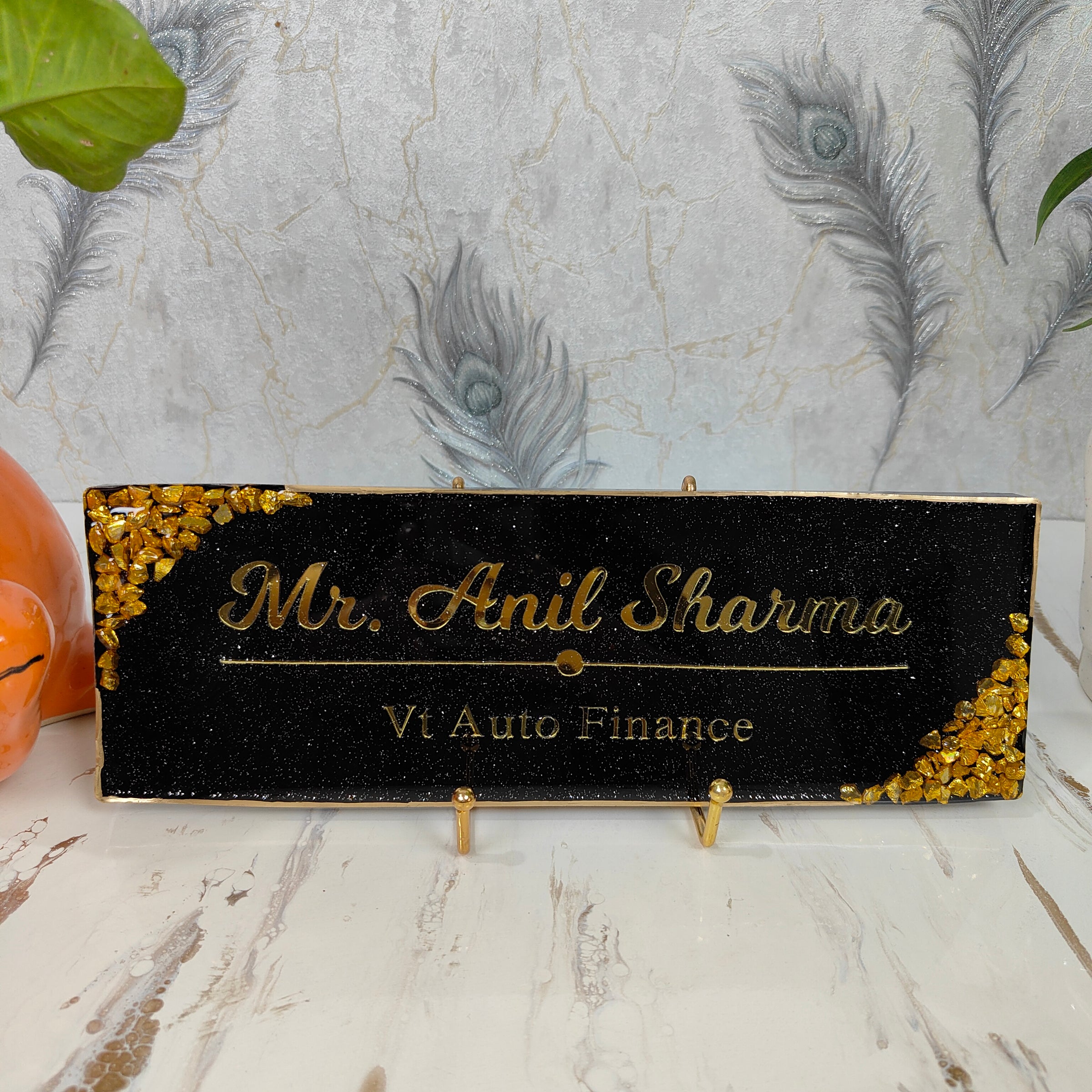 Resin Office Desk Nameplate for Hotel, Receptions (12*4 Inches)