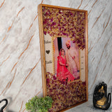 Rectangular Wooden Frame With Varmala Preservation (12 by 24 inch)
