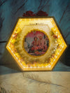Resin LED Lights Varmala Preservation Hexagonal Photo Frame |  Wedding Garland Photo Frame with Design | Artistic Night Lamp (12 Inch), LED Light Connection