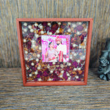 Resin Wedding Garland Preservation in Square Photo Frame | Big-size Pearls Decor with Personalized Wedding Details | Gift for Friends, Brother, Sister, Husband-Wife (10 Inch)