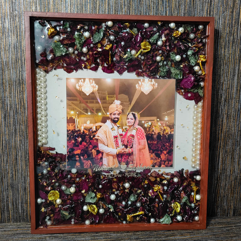 Rectangular teakwood Varmala preservation big frame 15 by 18 inch