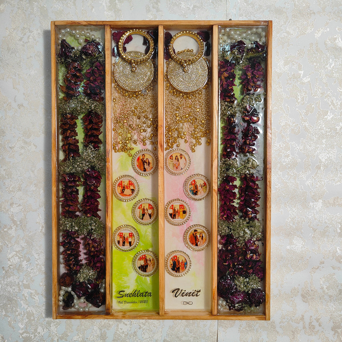 Varmala and kaleera preservation frame, large pinewood, varmala and kalire