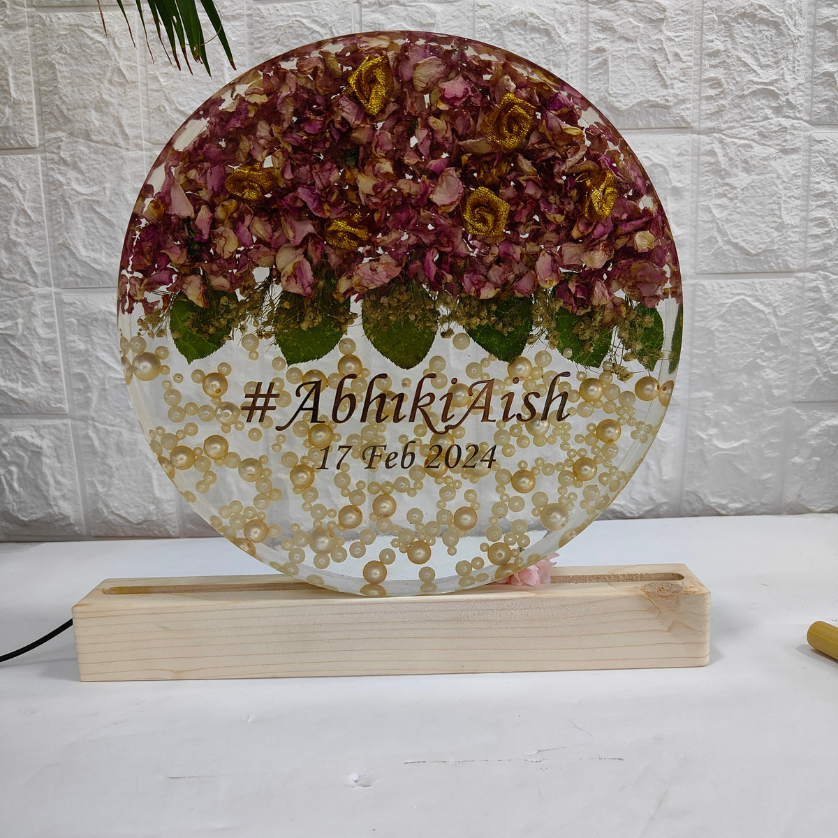 Epoxy Resin Wedding Garland Preservation Frame