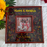 Dual Wooden Varmala Preservation Photo Frame