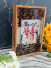 Beautiful teakwood rectangular Varmala preservation frame with photo/ flower preservation/ gift for couple