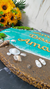 Beach-Themed Resin Nameplate for Home & Office Door