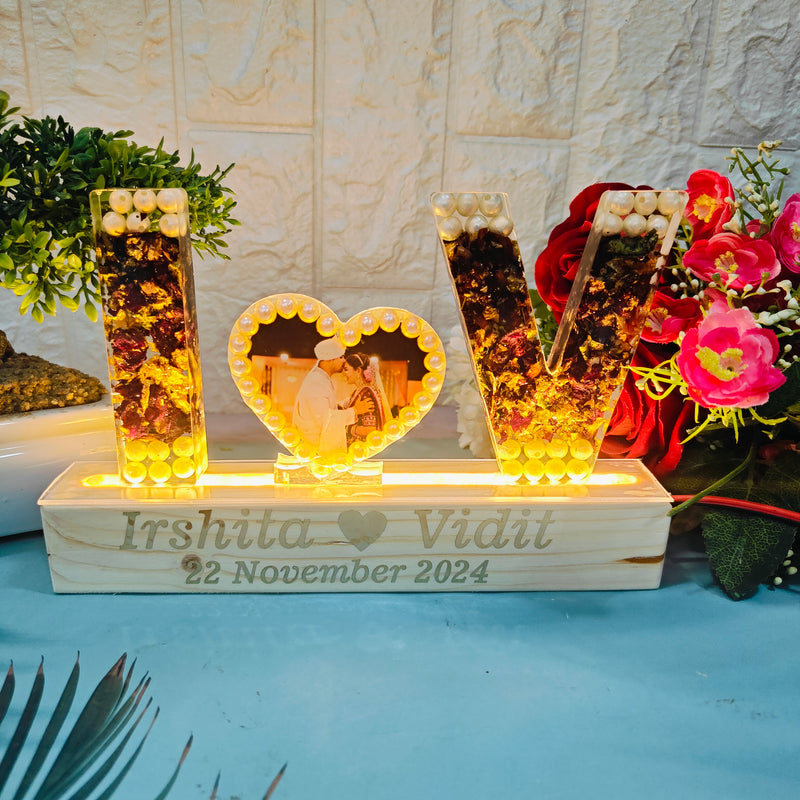 4- Inches Name Initial Lamp with LED Wooden Stand
