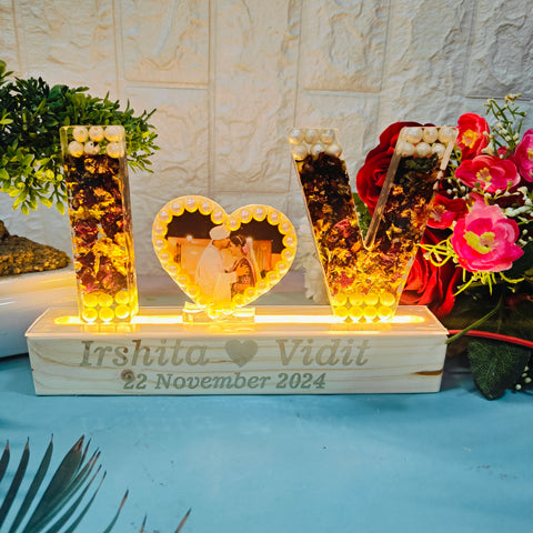 4- Inches Name Initial Lamp with LED Wooden Stand