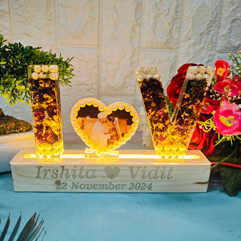 4- Inches Name Initial Lamp with LED Wooden Stand