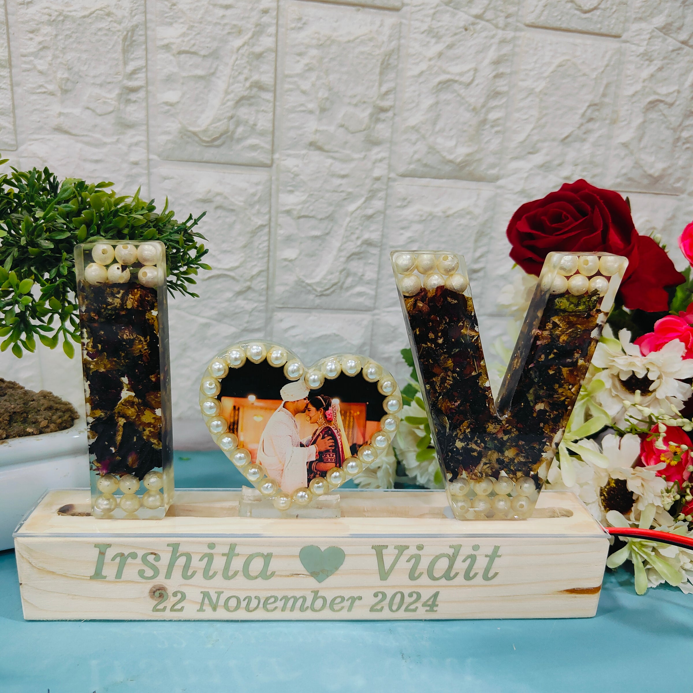 4- Inches Name Initial Lamp with LED Wooden Stand
