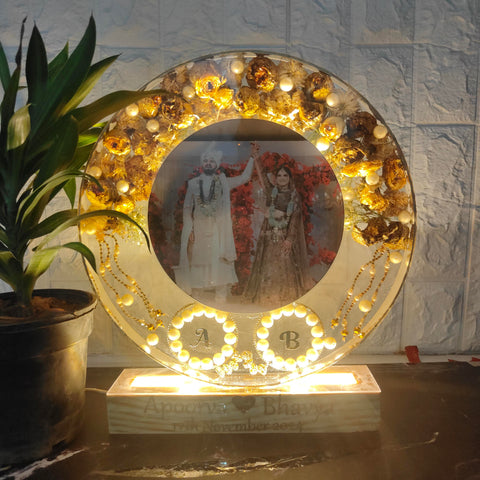 Deep-Cast LED Resin Frame For Wedding Varmala And Photo Preservation (12-Inches)