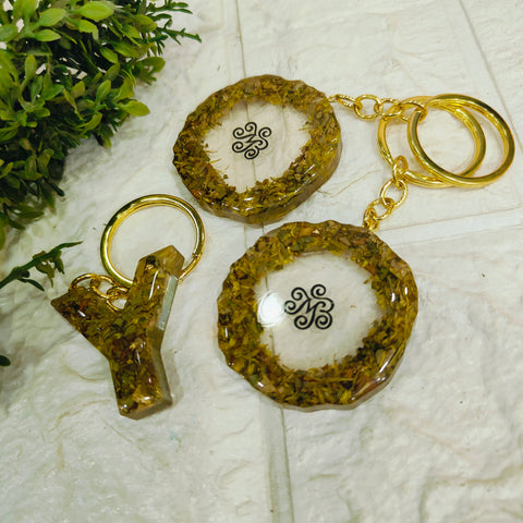 Customised flower preservation logo keychains set