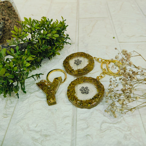 Customised flower preservation logo keychains set
