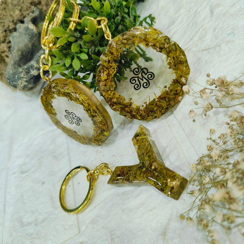 Customised flower preservation logo keychains set