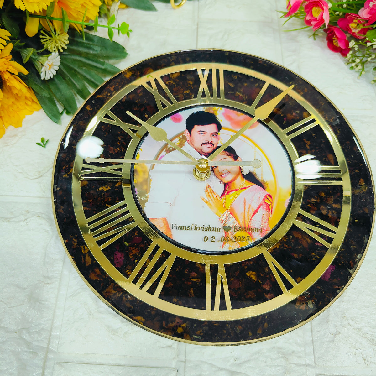 Premium varmala preservation clock/ flower preservation wall clock