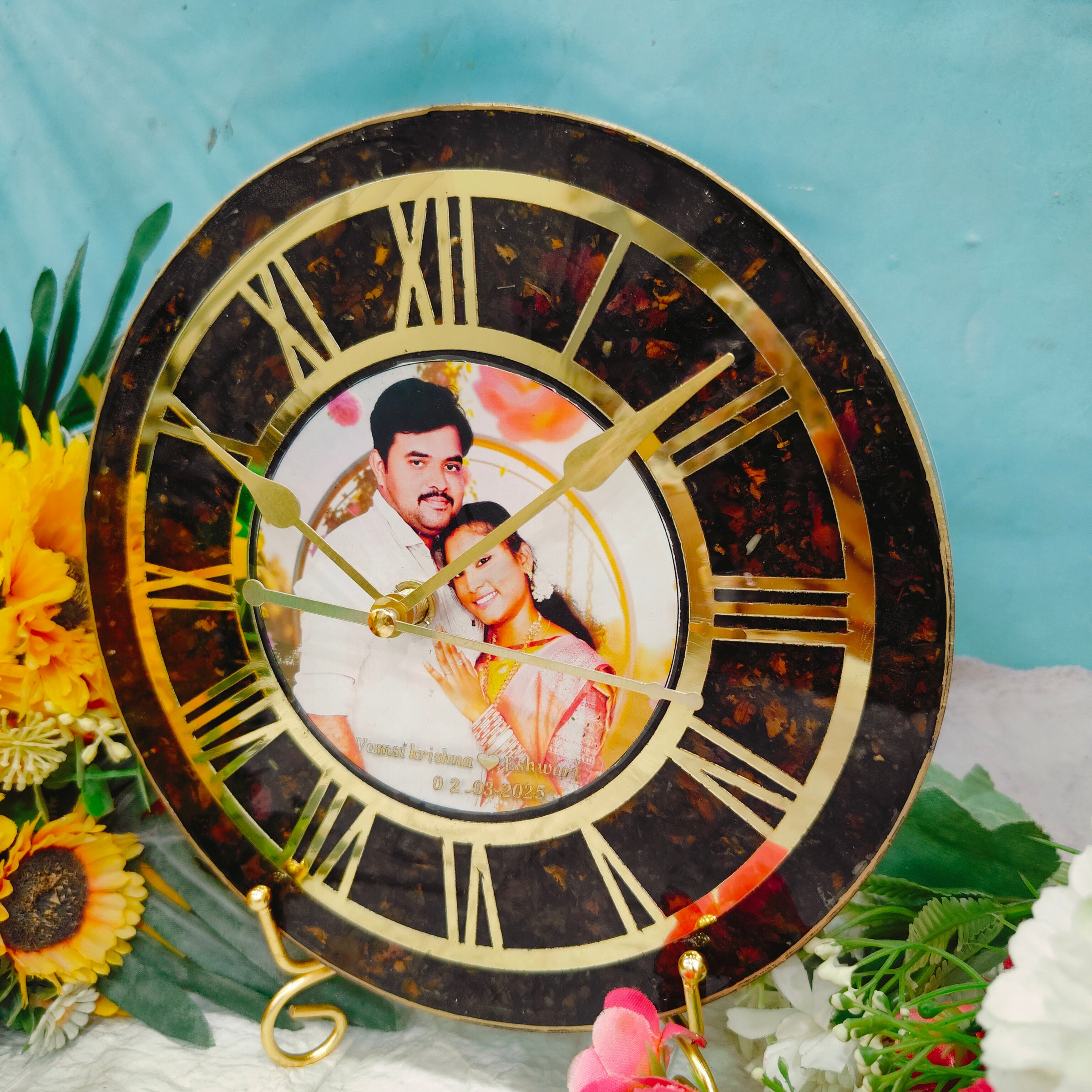 Premium varmala preservation clock/ flower preservation wall clock