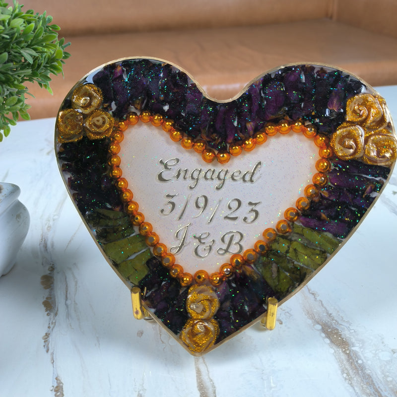 Heart-Shaped Resin Varmala Preservation 3D  frame with metal stand