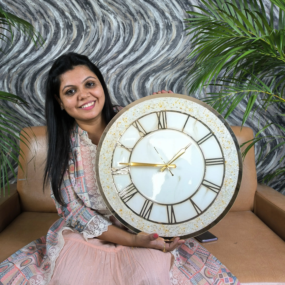 White Marble Texture Acrylic Wall Clock