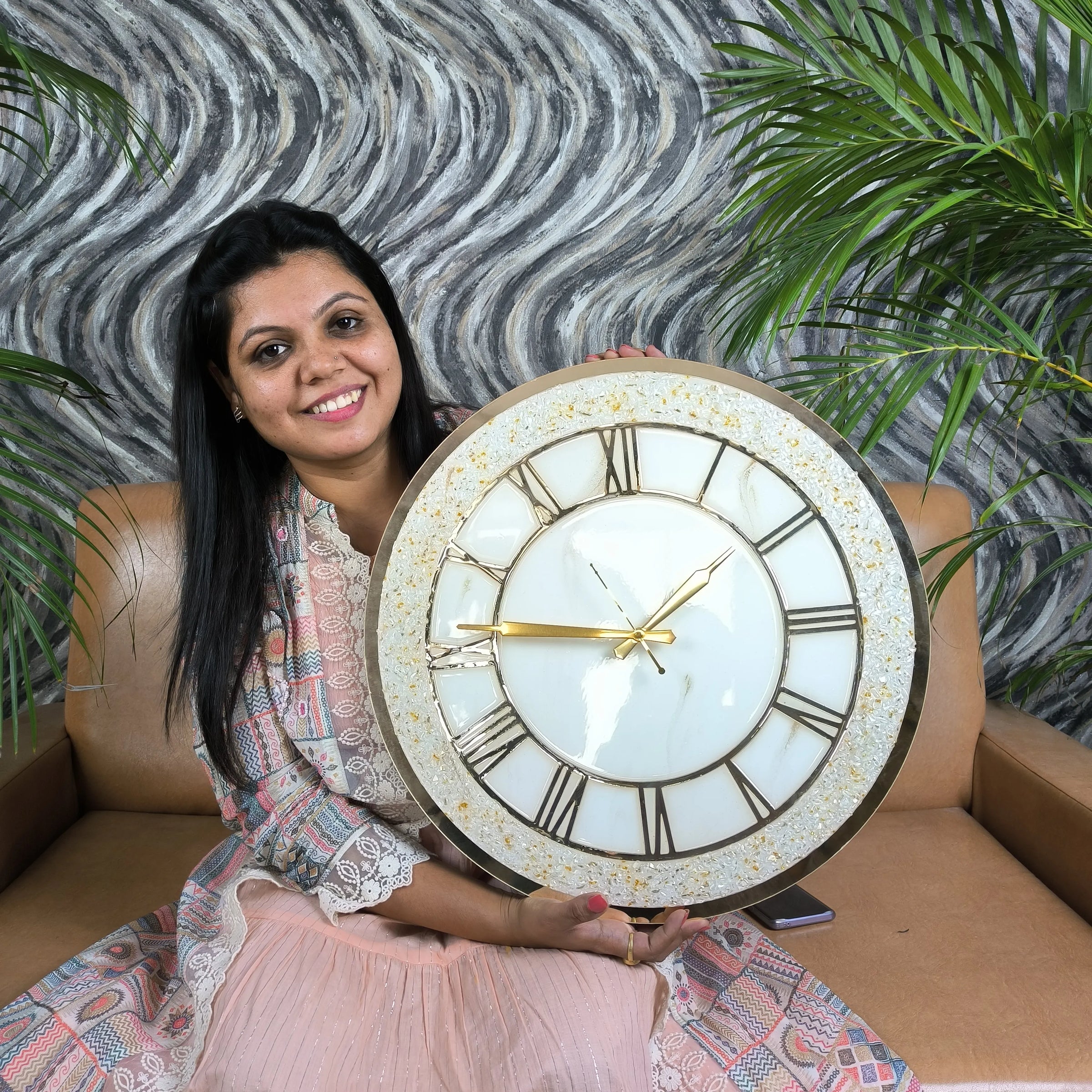 White Marble Texture Acrylic Wall Clock