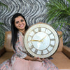 Stunning White Marble Texture Wall Clock With Roman Numbers, Addition to Your Home, Hotels, Bedroom