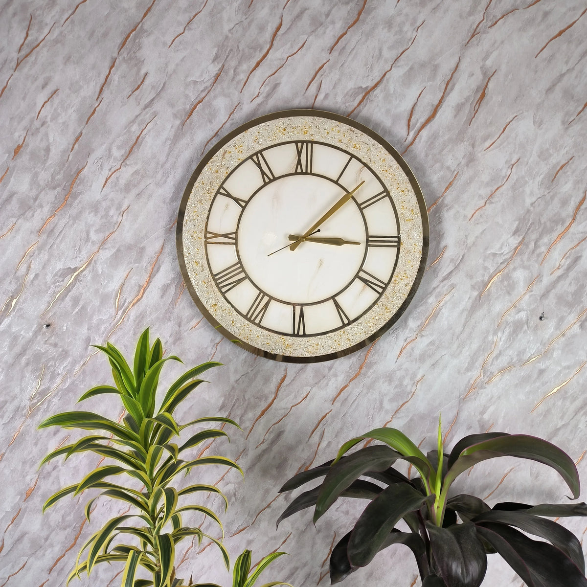 White Marble Texture Acrylic Wall Clock