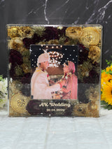 12-Inches Square Resin Photo Frame with Preserved Wedding Flowers & Kaleera