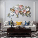 Luxury Pink & White 3D Floral Metal Wall Art (48×24 Inches)