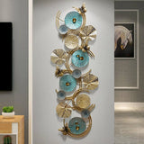 Luxury Blue & Gold Round Metal Wall Art (52×22 Inches)