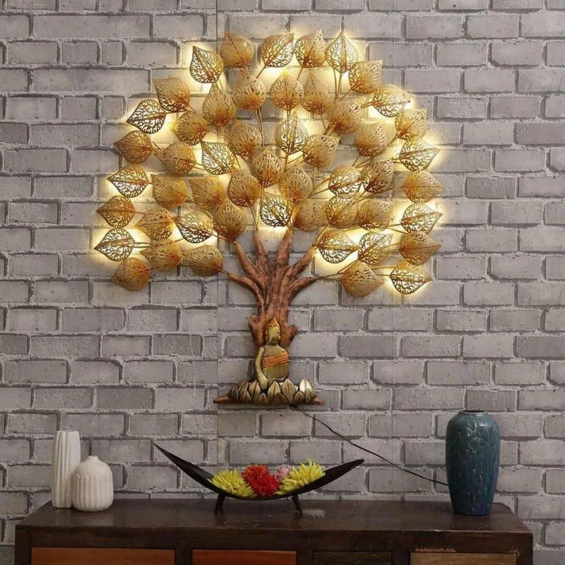 Buddha Under Pipal Tree Metal Wall Art (48×40 Inches)