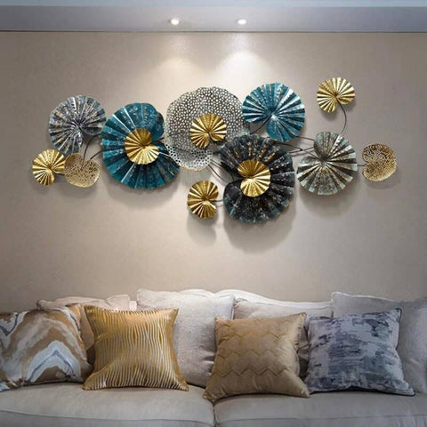 Handcrafted Metal Lotus Leaf Wall Art  (48×24 Inches)