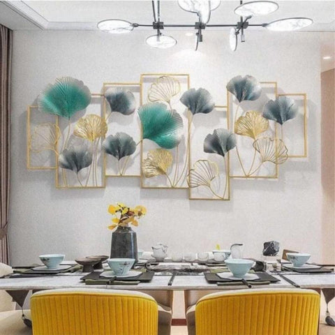 Multicolour Metal Ginkgo Leaf Wall Art (50×24 Inches)