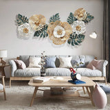 Luxury Floral Metal Wall Art (48×24 inches)