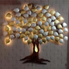 Designer Metal Wall Art: Handcrafted Golden & Silver Leafy Metallic Tree with LED Lights - Grand Wall Decor (Size-50×32 Inches)