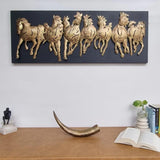 7 Running Horses LED Metal Wall Art on Wooden Board