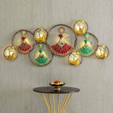 Traditional Rajasthani Folk Metal Wall Art with LED Lights (54×24 Inches)