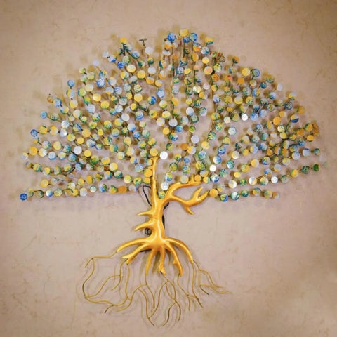 Designer Metal Coin Tree Wall Art with LED Lights (48×48 Inches)