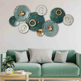 Royal Green Rings Abstract Metal Wall Art (48×24 Inches)