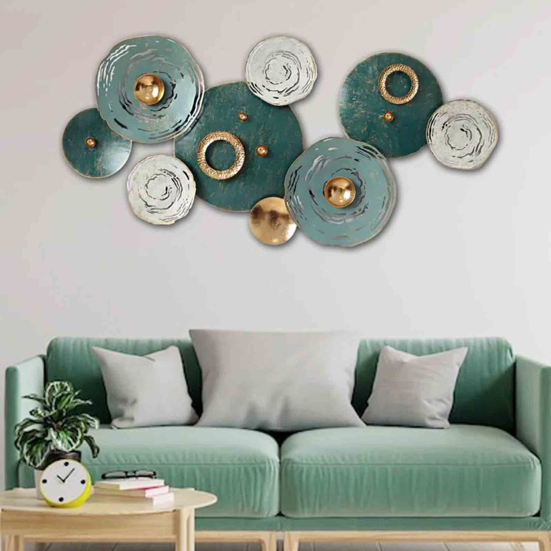 Royal Green Rings Abstract Metal Wall Art (48×24 Inches)