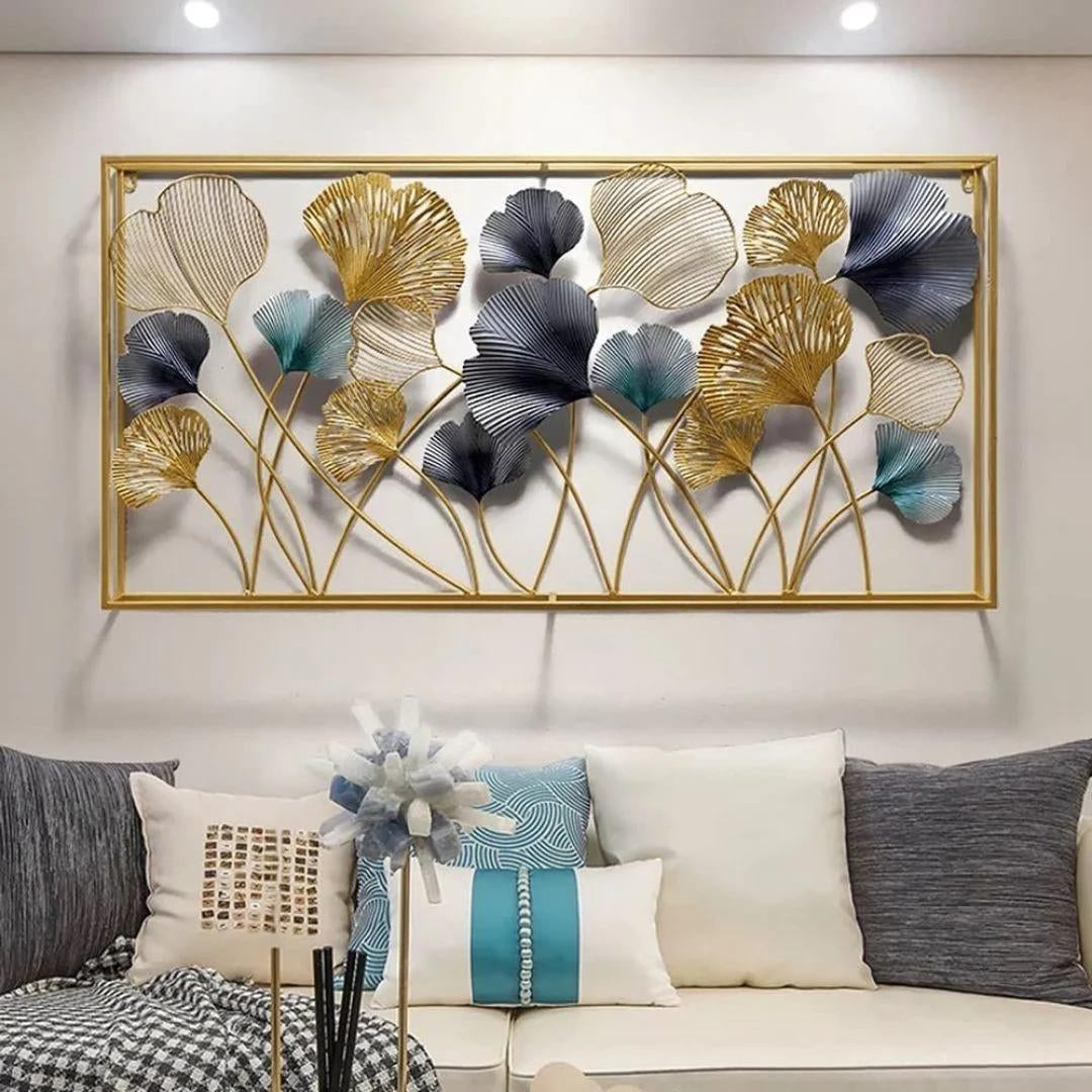 Luxurious Multicolor Metal Leaf and Flower Wall Decor: Stunning Home W – 