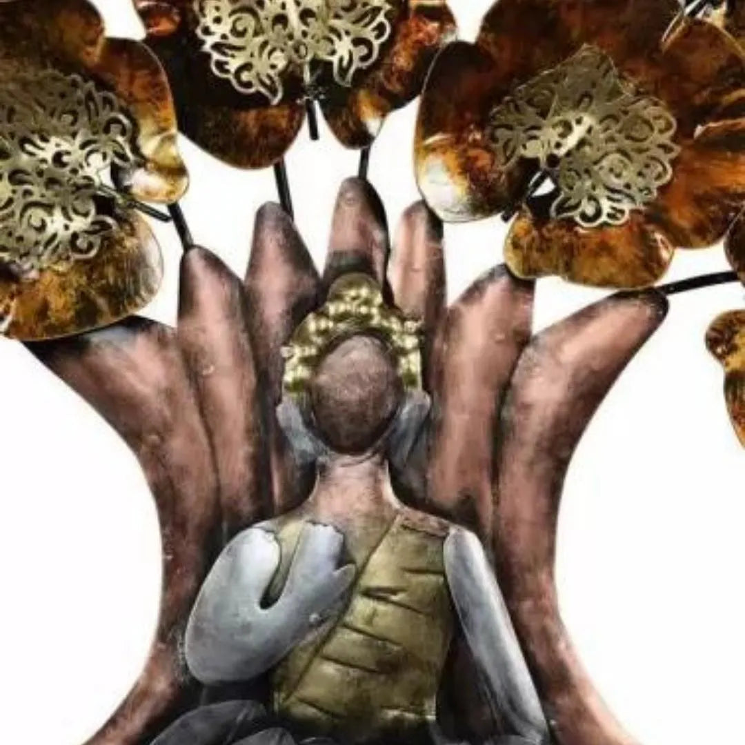 Premium Double Layer Leaves Buddha Wall Art with LED Light