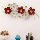 Stunning Red and White Floral Metal Wall Art (48×20 Inches)