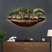 Handmade LED Metal Deer and Forest Wall Art (48×16 Inches)